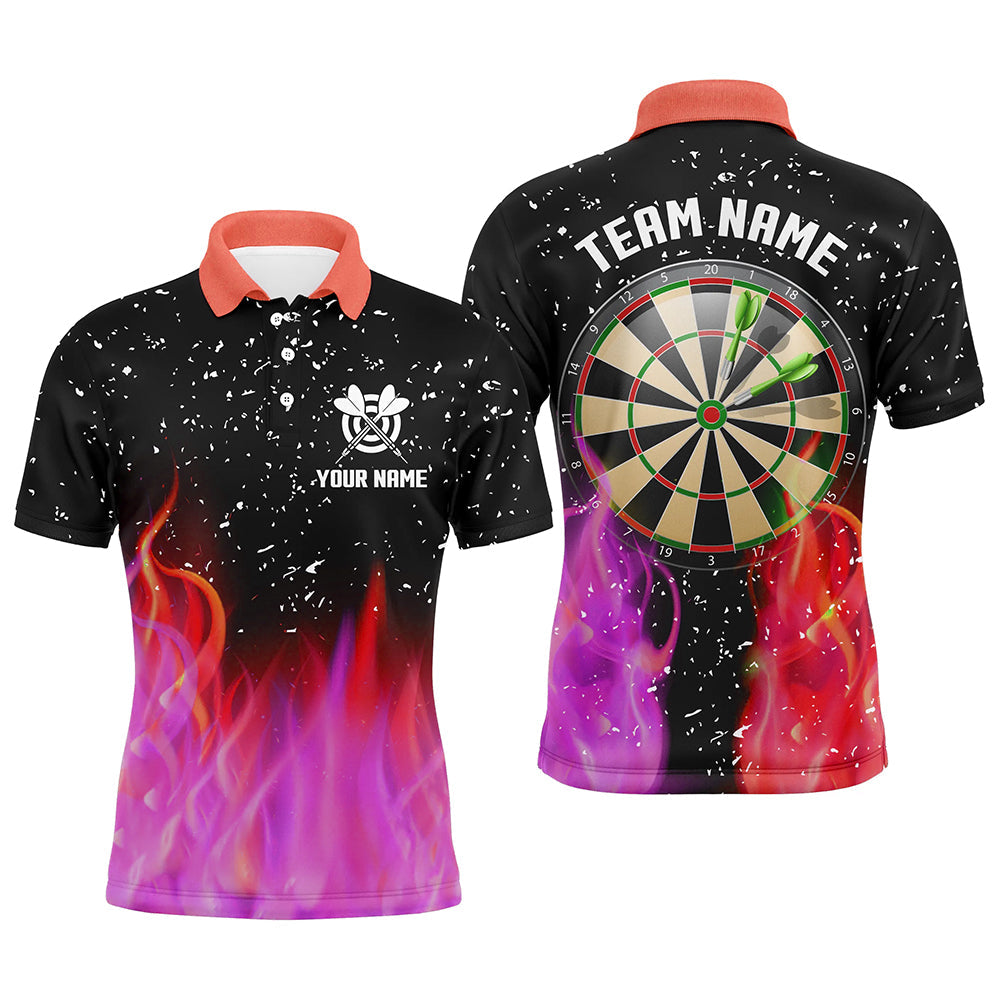 3d Red And Pink Fire Dartboard Men Darts Polo Shirts Custom Dart Shirt Myfihu 9131