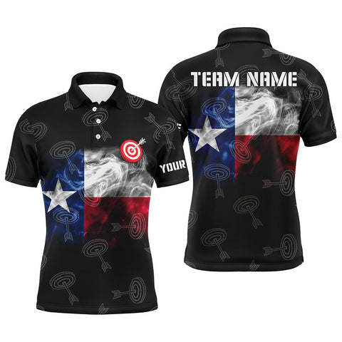 Personalized Texas Flag Smoke Archery Men Polo Shirts,  Patriotic Texas Archery Sport Shirts TDM0939