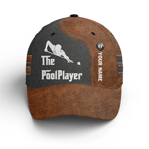 Brown Billiard The Pool Player Custom Name Billiard Hats, Personalized Pool Caps For Player TDM0224