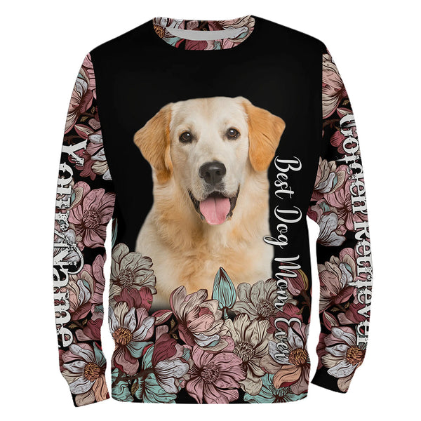 Golden Retriever Floral Custom Full Printing Shirts For Dog Mom, Gift For Dog Lovers TDM0042