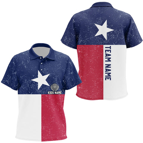 Customized Grunge Texas Archery Polo Shirts For Kid, Patriotic Texas Flag Shirts For Archer TDM0681