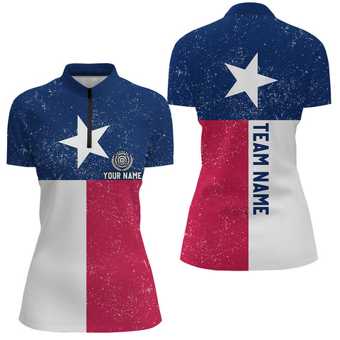 Customized Grunge Texas Archery Women Quarter-Zip Shirts, Best Patriotic Texas Flag Shirts  TDM0681
