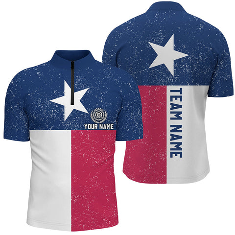 Customized Grunge Texas Archery Men Quarter-Zip Shirts, Best Patriotic Texas Flag Shirts  TDM0681