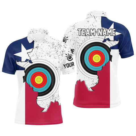 Personalized 3D Texas Archery Target Men Polo Shirts Custom Texas Flag Shirts For Patriotic Archer TDM0684