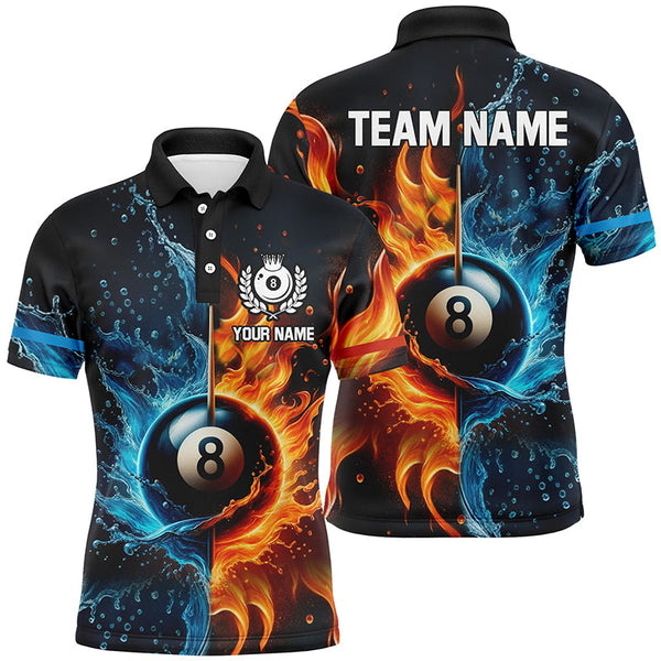Customized Billiard Water And Fire 3D Printed Men Polo Shirts, 8