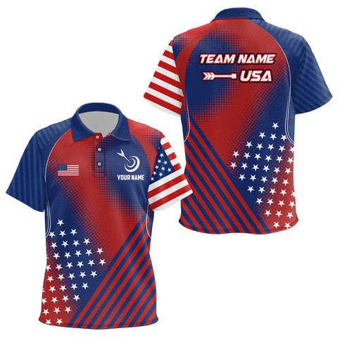 Personalized Patriotic US Flag Archery Kid Polo Shirts Custom Team Archery Jerseys Shirts TDM0712