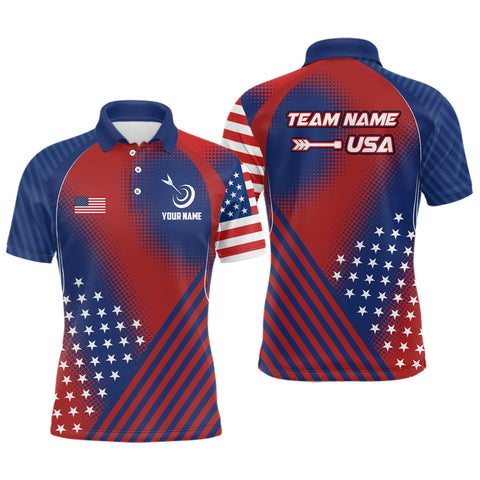 Personalized Patriotic US Flag Archery Men Polo Shirts Custom Team Archery Jerseys Shirts TDM0712