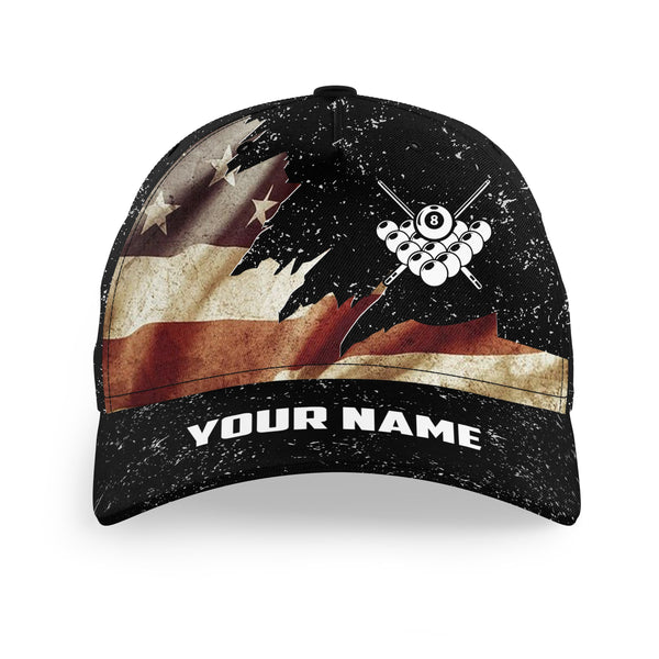 Personalized Retro American Flag Billiards Caps, Custom Patriotic Billiard Hats Gifs TDM0922