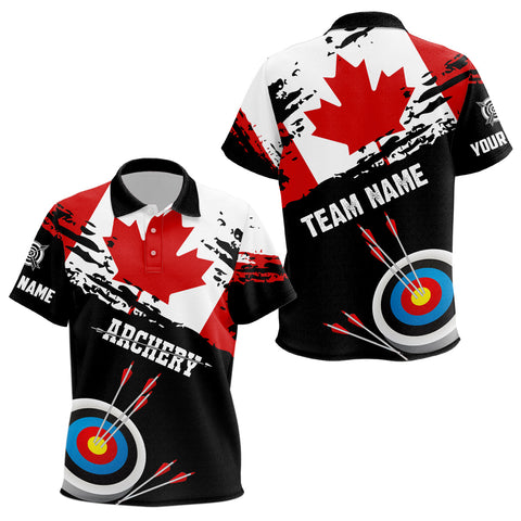 Personalized Grunge Canada Flag Archery Kid Polo Shirts, Custom Patriotic Canadian Archery Shirts  TDM0936