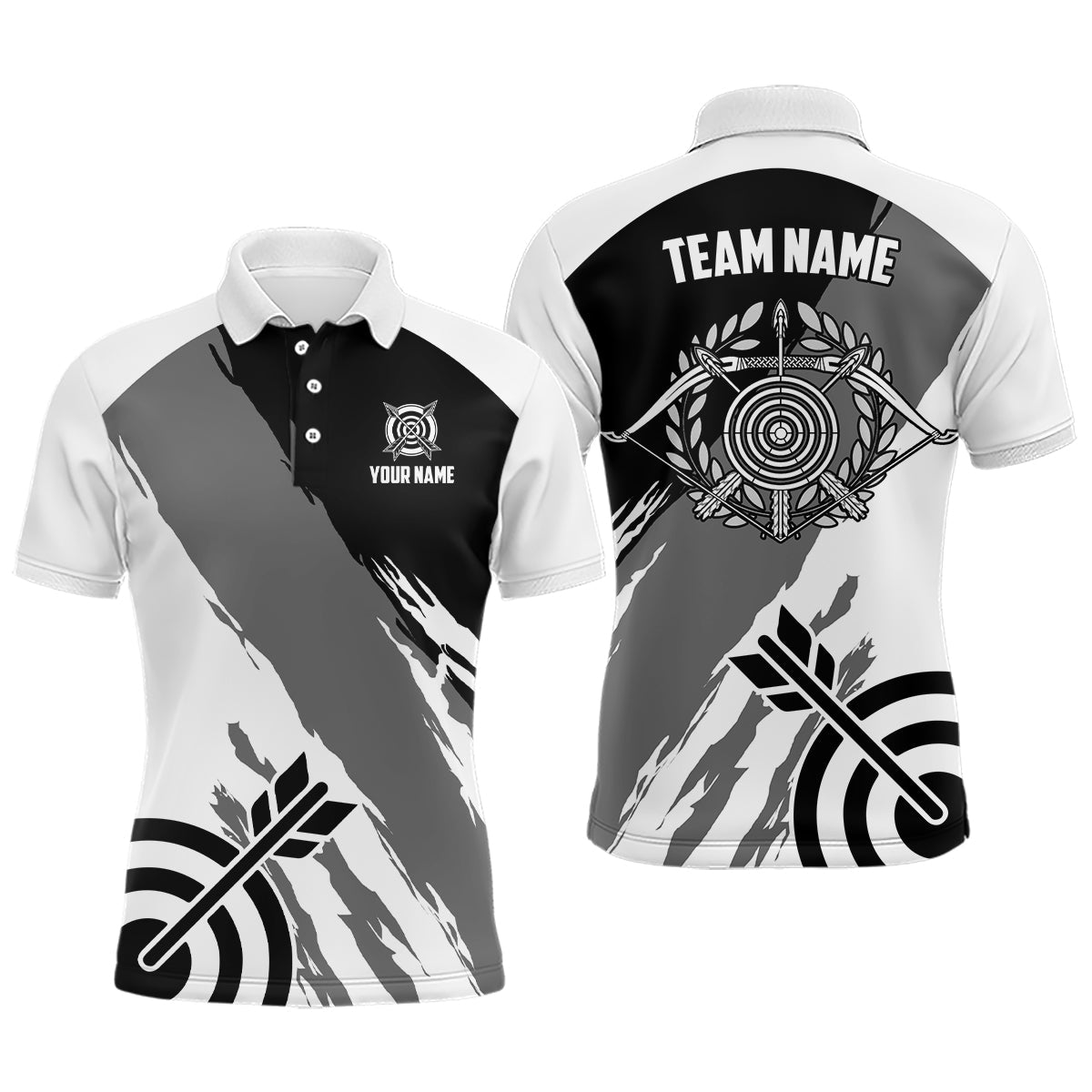 Personalized Grey Jerseys Archery Men Polo Shirts Custom Archery Target Shirts, Archery Jerseys TDM0635