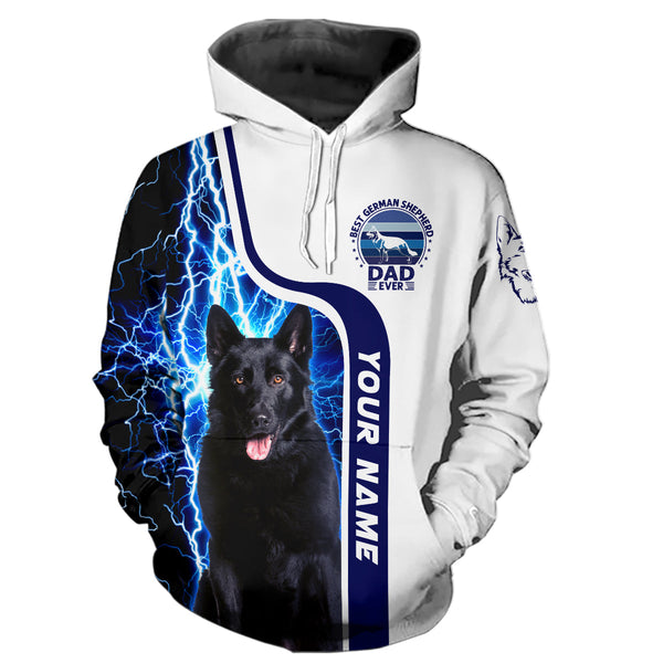 Black German Shepherd Dog Lightning Background Customized 3D Printed Over Shirts For Dog Owners TDM0055