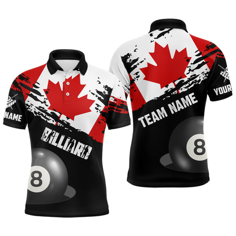 Personalized Grunge Canada Flag Billiard Men Polo Shirts Custom Patriotic Canadian Billiard Shirts TDM0692