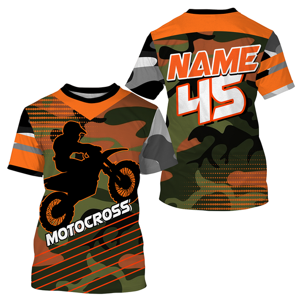 Camo Motocross Personalized Jersey UPF30+ UV Protect, Dirt Bike Racing Motorcycle Off-road Youth Rider| NMS450