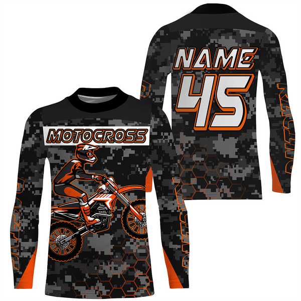 Personalized Camo Motocross Jersey UPF30+ UV Anti, Dirt Bike Racing Motorcycle Off-road Youth Riders| NMS451