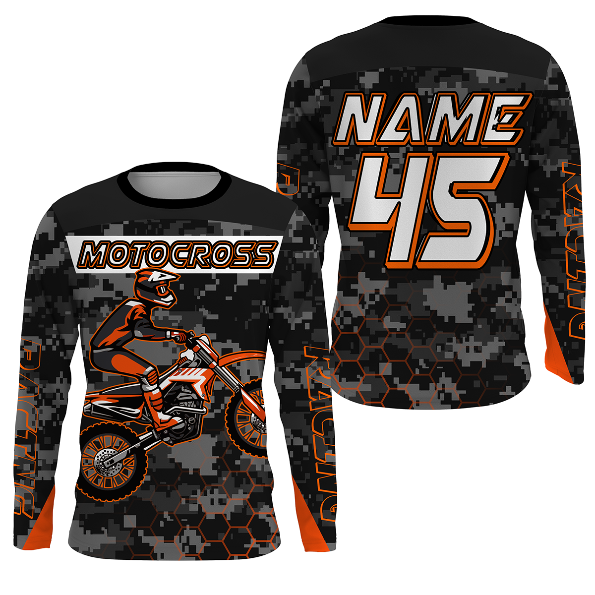 Personalized Camo Motocross Jersey UPF30+ UV Anti, Dirt Bike Racing Motorcycle Off-road Youth Riders| NMS451
