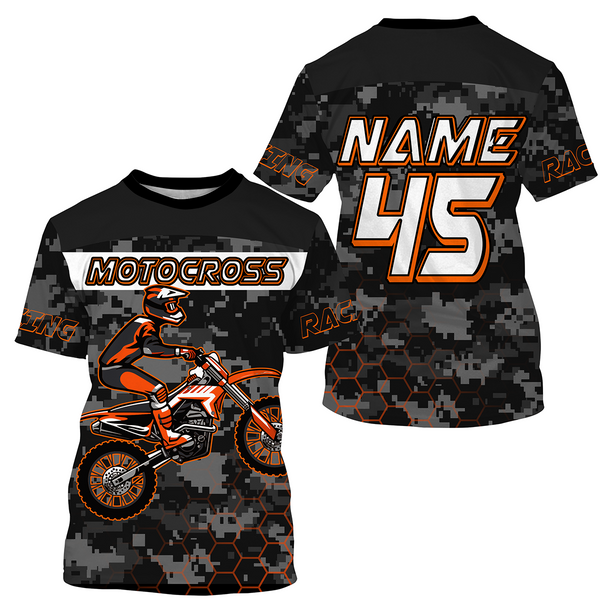 Personalized Camo Motocross Jersey UPF30+ UV Anti, Dirt Bike Racing Motorcycle Off-road Youth Riders| NMS451