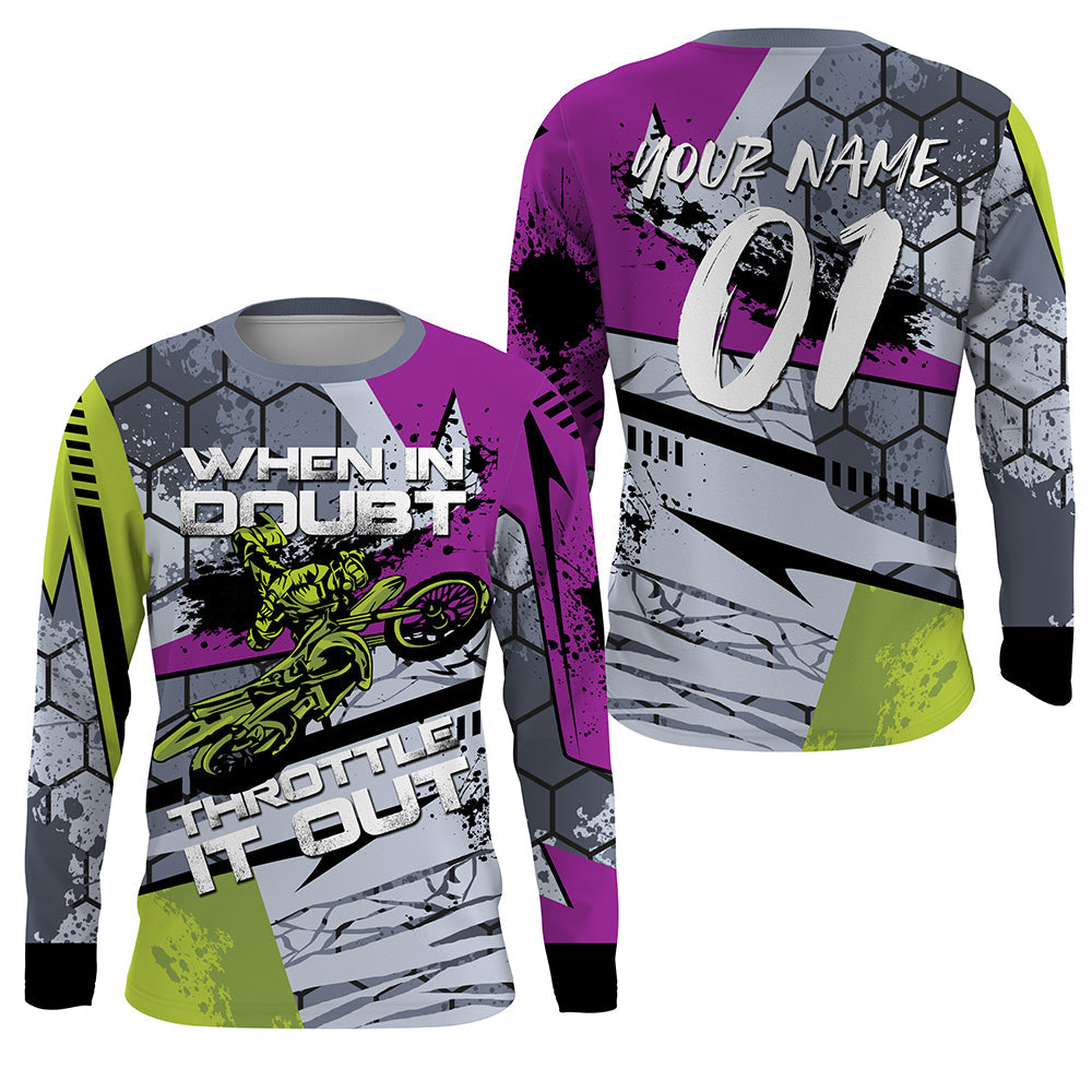 Custom Motocross Jersey UPF30+ Youth Men Women Dirt Bike Shirt Racing Long Sleeve Throttle It Out NMS1370