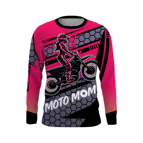 Motocross Mom Personalized Jersey UPF30+ Pink Dirt Bike Mom Racing Shirt Mother's Day Gift NMS1381