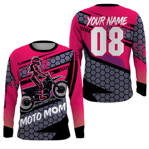 Motocross Mom Personalized Jersey UPF30+ Pink Dirt Bike Mom Racing Shirt Mother's Day Gift NMS1381