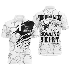 Funny Bowling Shirt for Men Custom Name Lucky Bowling Shirt Polo Short Sleeve Bowler Jersey NBP111