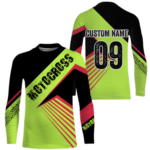 Personalized Motocross Jersey UPF30+ Dirt Bike Bikers Off-Road Adult&Kid Riders MX Racing Shirt| NMS764