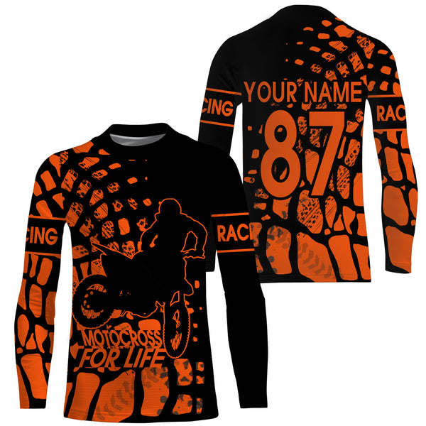 Motocross for Life custom jersey kid&adult UPF30+ MX racing off-road orange dirt bike racewear| NMS937