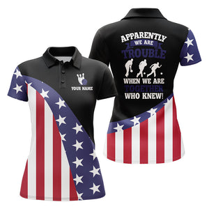 American Flag Bowling Shirt for Women Custom Bowling Jersey Funny Patriot Ladies League Polo Shirt NBP150