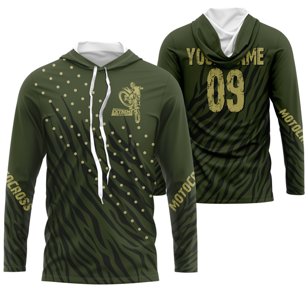 Personalized Motocross Jersey UPF30+ Kid&Adult Riders Military Green Dirt Bike Racing Off-road Motorcycle| NMS618