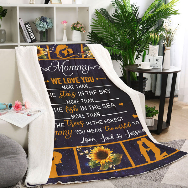 Mommy We Love You Beautiful Blanket| Meaningful Mother's Day, Birthday, Christmas Gift| Personalized Fleece Throw for Mom| N1033