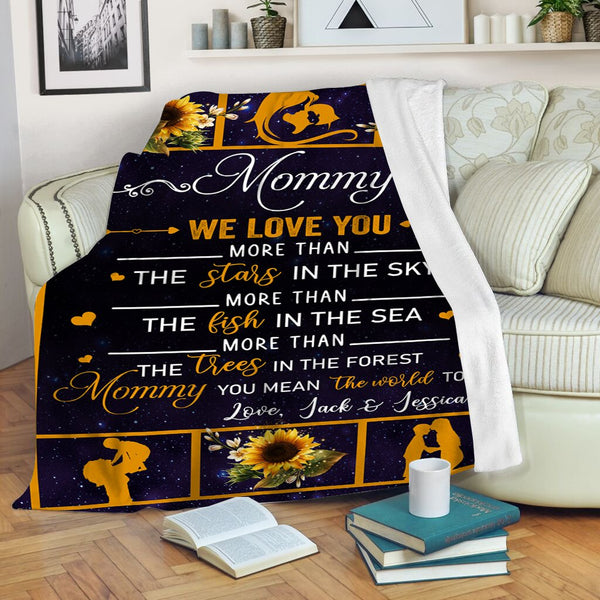 Mommy We Love You Beautiful Blanket| Meaningful Mother's Day, Birthday, Christmas Gift| Personalized Fleece Throw for Mom| N1033