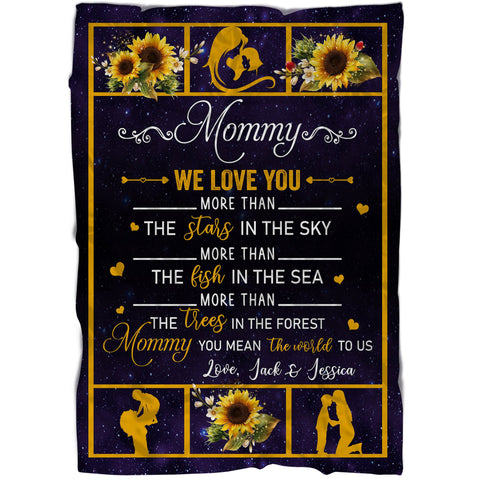 Mommy We Love You Beautiful Blanket| Meaningful Mother's Day, Birthday, Christmas Gift| Personalized Fleece Throw for Mom| N1033
