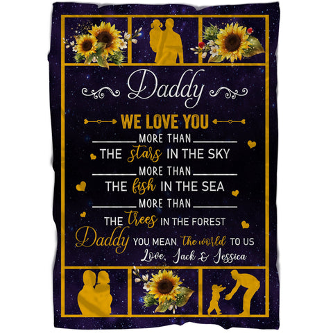 Daddy We Love You Beautiful Blanket| Meaningful Father's Day, Birthday, Christmas Gift| Personalized Fleece Throw for Dad| N1034
