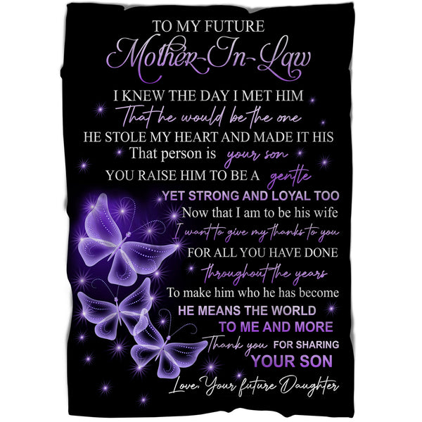 To The Best Mother-in-law Blanket| Meaningful Mothers Day Gift for Mom-in-law, Mother of Husband Thoughtful Birthday Gift| N1069