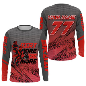 Kid&Adult Custom Motocross Jersey Red UPF30+ Dirt Bike MX Racing Dirt More Ride More Off-road NMS1460