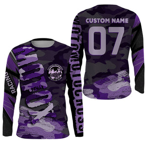 Purple Camo Custom Motocross Jersey UPF30+ No Guts No Glory Dirt Bike Shirt MX Racing Women Girls NMS1447