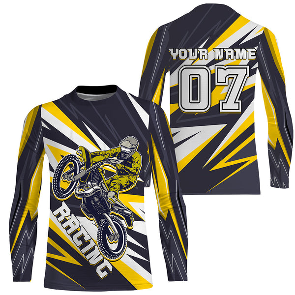 Personalized Racing Jersey Yellow UPF30+ Youth Men Women Dirt Bike Shirt Supercross Motocross NMS1465