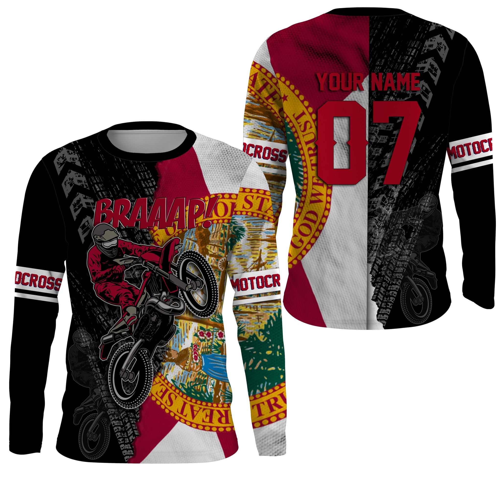 Florida Motocross Jersey Brap Custom Youth Mens Womens FL Dirt Bike Off Road MX Motorcycle| NMS828