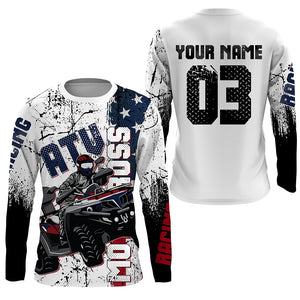 Custom ATV Motocross Jersey Youth Men UPF30+ Quad Bike Shirt American Flag Off-road Long Sleeve NMS1429