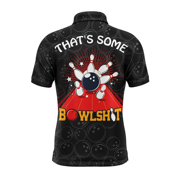 Funny Flame Bowling Polo Shirt for Men, Custom Name Black Bowling Jersey Cool Bowlers Shirt NBP130