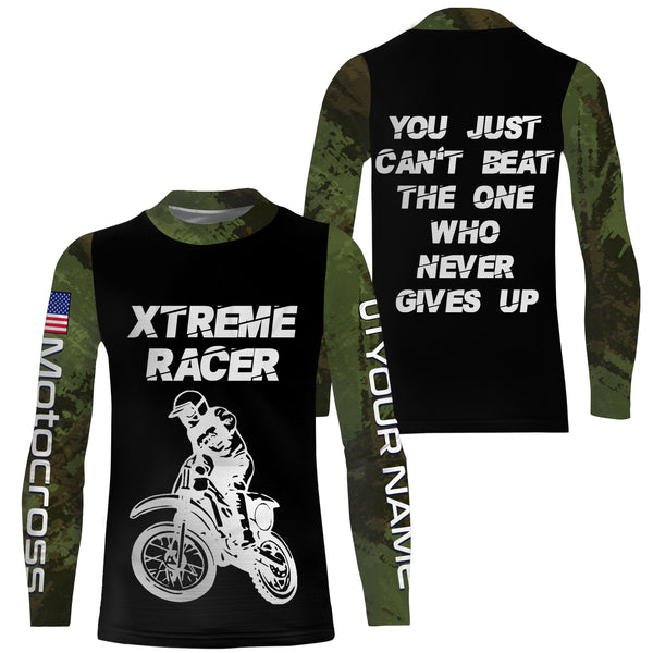 Personalized Camo Motocross Jersey UPF30+ UV Protect, Extrem Racer Dirt Bike Riders Racewear| NMS444