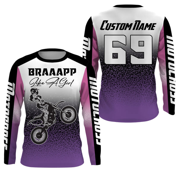 Motocross Girl Custom Jersey UPF30+ Adult&Kid Brap Dirt Bike Racing Women Off-Road MX Motorcycle| NMS849
