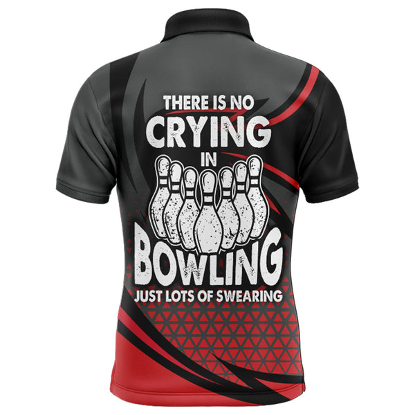 Funny Bowling Polo Shirt for Men, Red & Black Custom Bowling Jersey, No Crying Lots of Swearing NBP144