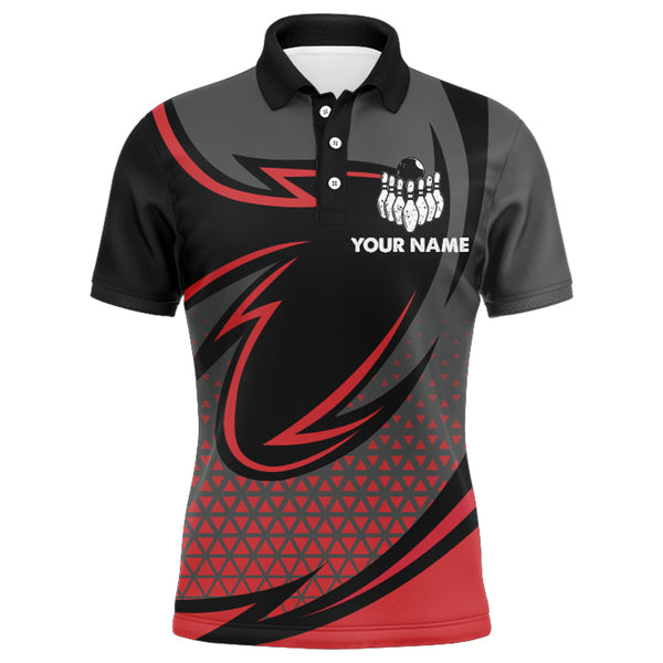 Funny Bowling Polo Shirt for Men, Red & Black Custom Bowling Jersey, No Crying Lots of Swearing NBP144