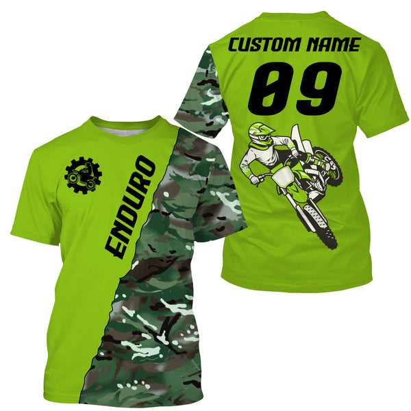 Personalized Enduro Jersey UPF30+ Extreme Off-road Dirt Bike Racing Adult&Kid Green Hard Enduro Shirt| NMS702