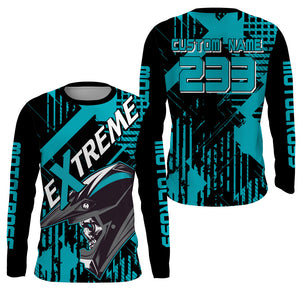 Custom Dirt Bike Jersey Blue UPF30+ Youth Men Women Extreme Motocross Racing Shirt Off-road NMS1372