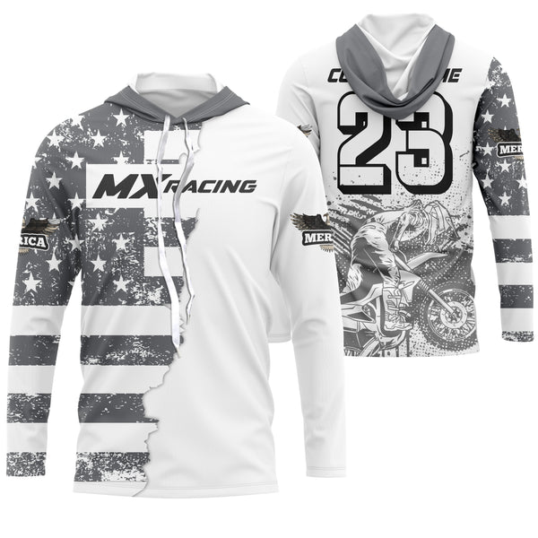 Personalized Patriotic MX Racing Jersey UPF30+ US Motocross Riding American Off-Road Adult&Kid Jersey| NMS742