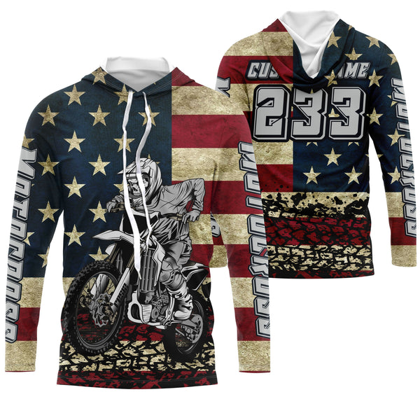 American Flag custom skull Motocross jersey UV Patriotic dirt bike racing motorcycle racewear| NMS920