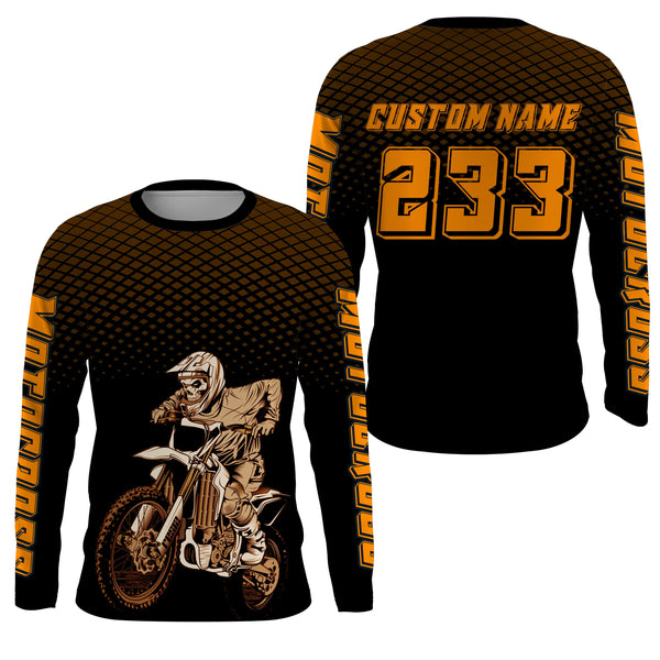 Orange custom skull motocross jersey UV protective dirt bike racing off-road motorcycle racewear| NMS922