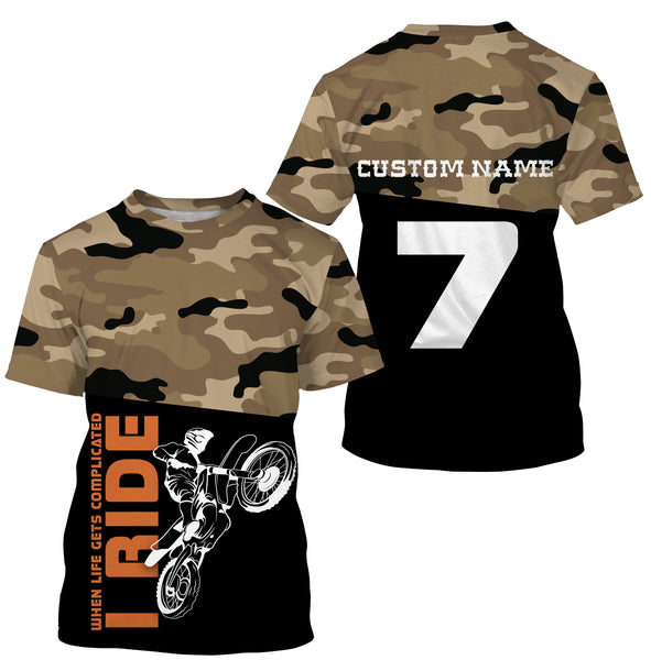 Camo Riding Jersey Personalized Life Complicated I Ride, Motorcycle Shirt Off-Road Motocross Racing| NMS583