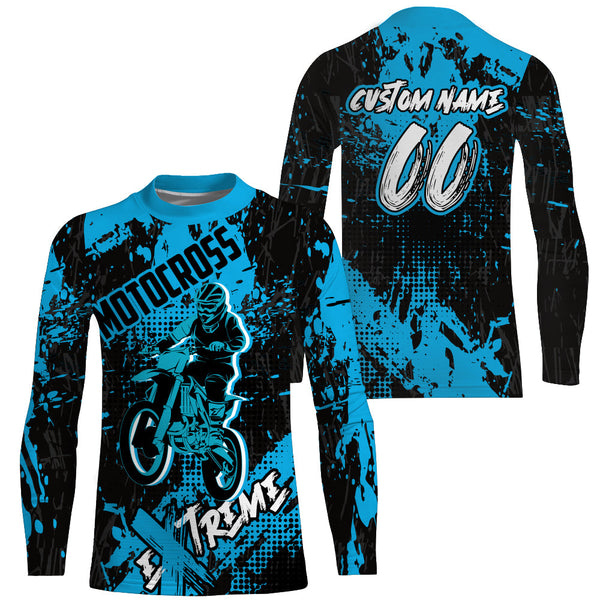 Extreme Motocross Jersey Custom Youth Men Blue Dirt Bike Shirt MX Racing Motorcycle Off-road NMS1416